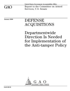 GAO DEFENSE ACQUISITIONS Departmentwide