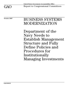 GAO BUSINESS SYSTEMS MODERNIZATION Department of the