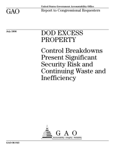 GAO DOD EXCESS PROPERTY Control Breakdowns