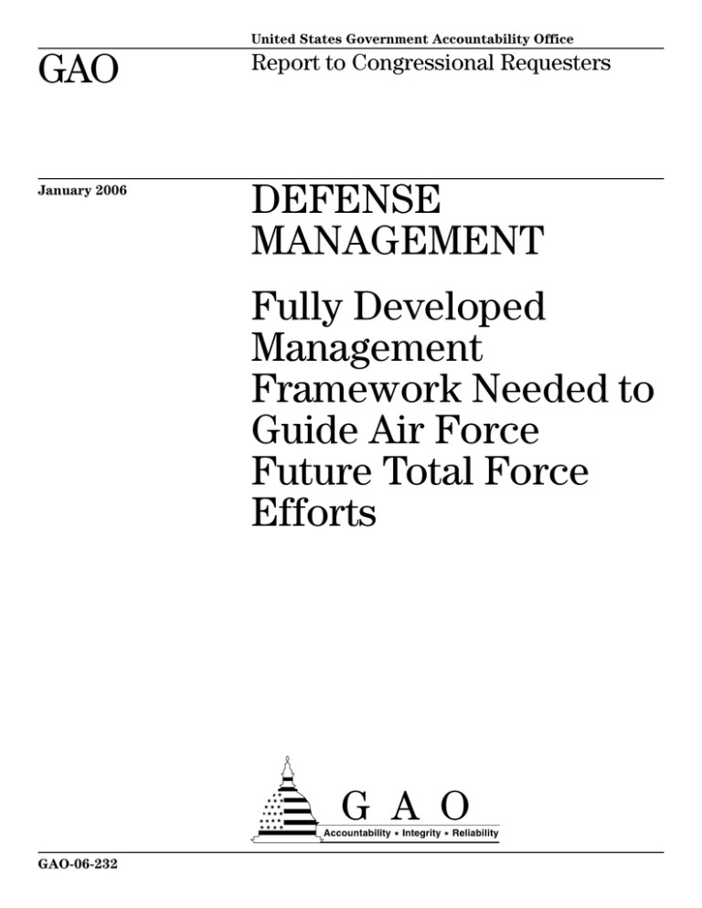 GAO DEFENSE MANAGEMENT Fully Developed