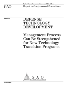 GAO DEFENSE TECHNOLOGY DEVELOPMENT