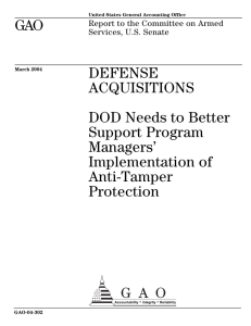 GAO DEFENSE ACQUISITIONS DOD Needs to Better