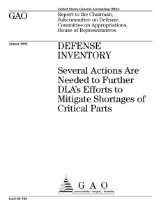 GAO DEFENSE INVENTORY Several Actions Are