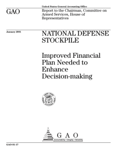 GAO NATIONAL DEFENSE STOCKPILE Improved Financial
