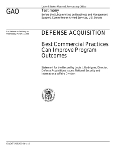 GAO DEFENSE ACQUISITION Best Commercial Practices Can Improve Program