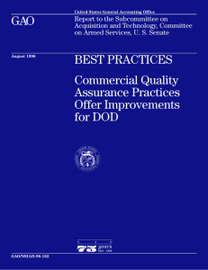 GAO BEST PRACTICES Commercial Quality Assurance Practices