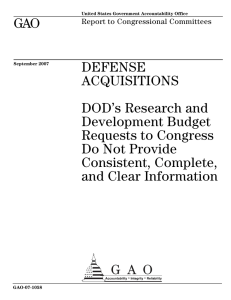 GAO DEFENSE ACQUISITIONS DOD’s Research and