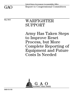 GAO WARFIGHTER SUPPORT Army Has Taken Steps