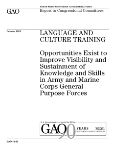 GAO LANGUAGE AND CULTURE TRAINING Opportunities Exist to