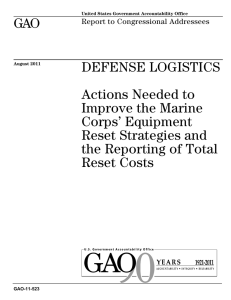 GAO DEFENSE LOGISTICS Actions Needed to Improve the Marine