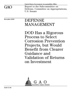 GAO DEFENSE MANAGEMENT DOD Has a Rigorous