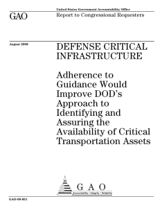 GAO DEFENSE CRITICAL INFRASTRUCTURE Adherence to