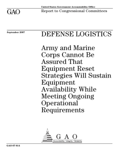 GAO DEFENSE LOGISTICS Army and Marine Corps Cannot Be