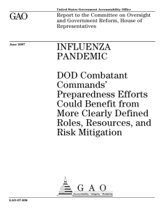 GAO INFLUENZA PANDEMIC DOD Combatant