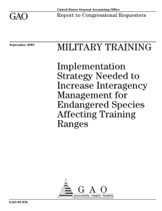 GAO MILITARY TRAINING Implementation Strategy Needed to