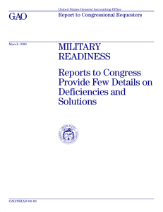 GAO MILITARY READINESS Reports to Congress