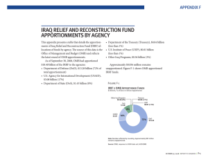 iRAq RelieF And ReCOnsTRuCTiOn Fund AppORTiOnmenTs By AgenCy Appendix F