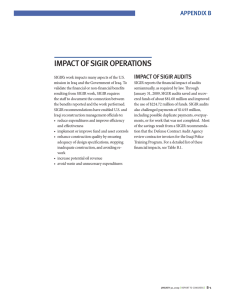 impAct of SiGir operAtionS Appendix B impAct of SiGir AuditS