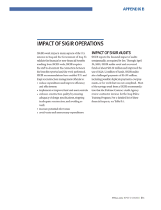 IMPACT OF SIGIR OPERATIONS APPENDIX B IMPACT OF SIGIR AUDITS