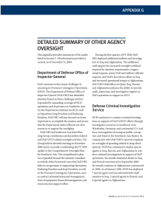 DETAILED SUMMARY OF OTHER AGENCY OVERSIGHT APPENDIX G