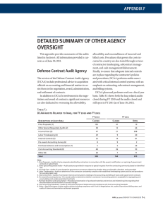 DETAILED SUMMARY OF OTHER AGENCY OVERSIGHT APPENDIX F