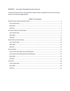 BM3002 – Accounts Payable Invoice Screen