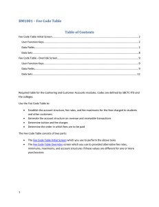 BM1001 – Fee Code Table Table of Contents