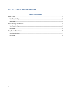 GA1101 – District Information Screen Table of Contents