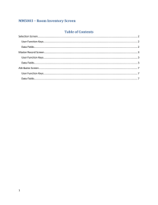 MM5003 – Room Inventory Screen Table of Contents