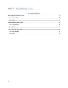 MM5007 – Planned Facility Screens Table of Contents