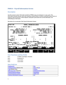 PS0014 – Payroll Information Screen  Description