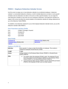 PS0021 – Employee Deduction Calendar Screen