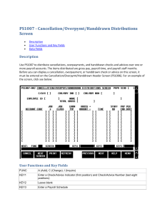 PS1007 - Cancellation/Overpymt/Handdrawn Distributions Screen Description