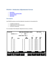 PS1010 - Deduction Adjustments Screen Description