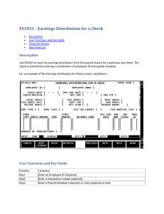 PS1031 - Earnings Distribution for a Check Description