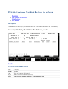 PS1033 - Employer Cost Distributions for a Check Description