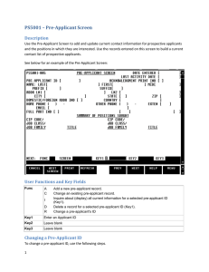 PS5001 – Pre-Applicant Screen Description