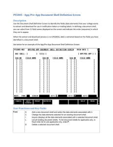 PS5005 - App/Pre-App Document Shell Definition Screen Description