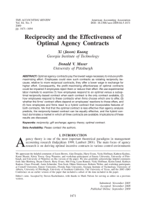 Reciprocity and the Effectiveness of Optimal Agency Contracts Xi (Jason) Kuang