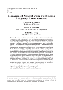 Management Control Using Nonbinding Budgetary Announcements Frederick W. Rankin Steven T. Schwartz