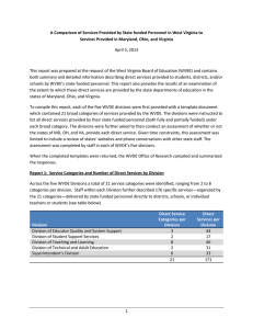 A Comparison of Services Provided by State funded Personnel in... Services Provided in Maryland, Ohio, and Virginia