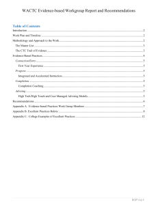 WACTC Evidence-based Workgroup Report and Recommendations Table of Contents