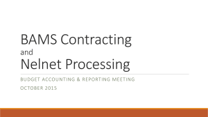 BAMS Contracting Nelnet Processing and BUDGET ACCOUNTING &amp; REPORTING MEETING