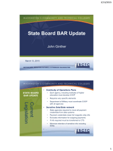 State Board BAR Update John Ginther 3/13/2015