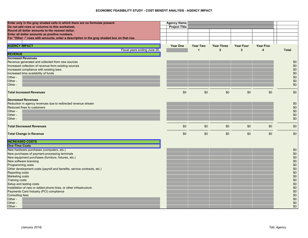 Cost Benefit Analysis Worksheet