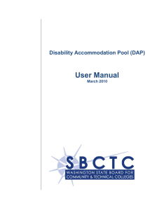 User Manual Disability Accommodation Pool (DAP) March 2010