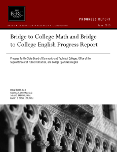 Bridge to College Math and Bridge to College English Progress Report