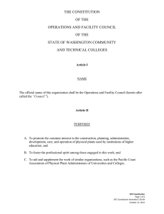 THE CONSTITUTION OF THE OPERATIONS AND FACILITY COUNCIL STATE OF WASHINGTON COMMUNITY