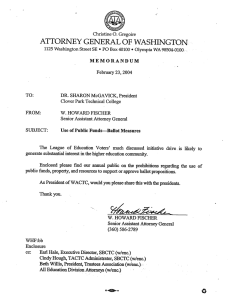 ATTORNEY GENERAL OF WASHINGTON MEMORANDUM