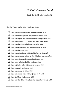 “I Can” Common Core!  1st Grade Language